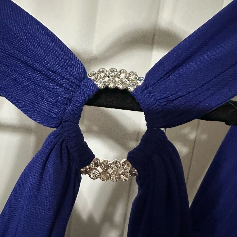 Betsy Adam Royal blue formal dress, layered ruffles going down dress, lightly pa - Picture 12 of 12